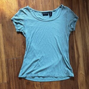 RACHEL ZOE Teal Ribbed Tee
